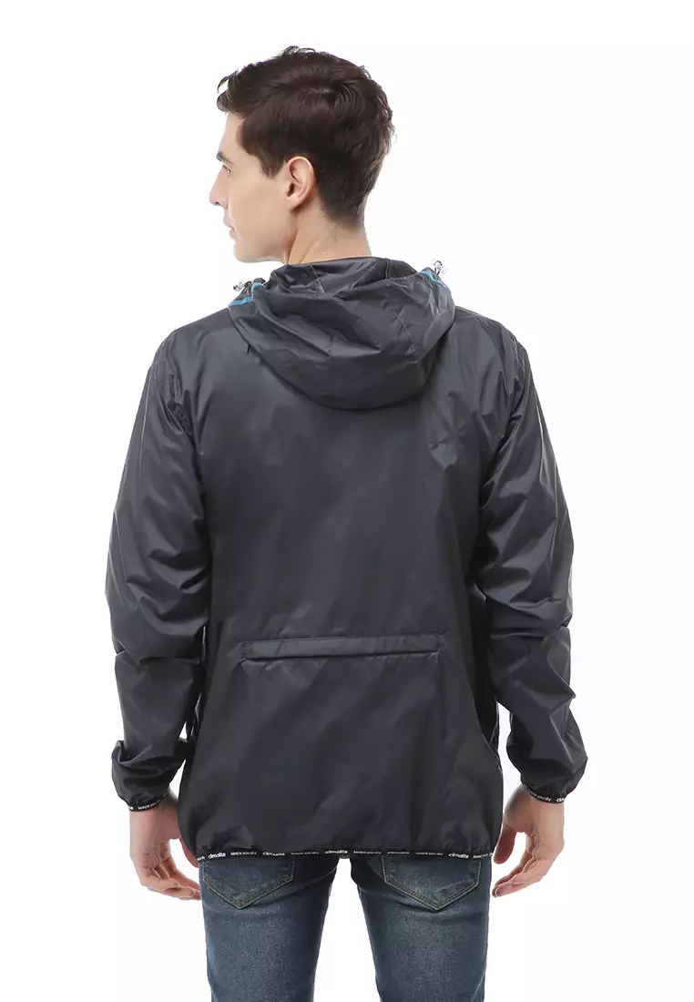 Clover Outerwear Jacket Hoodie Pria Jaket Olahraga List Motive Material Parasut ORIGINAL - Dark Gray