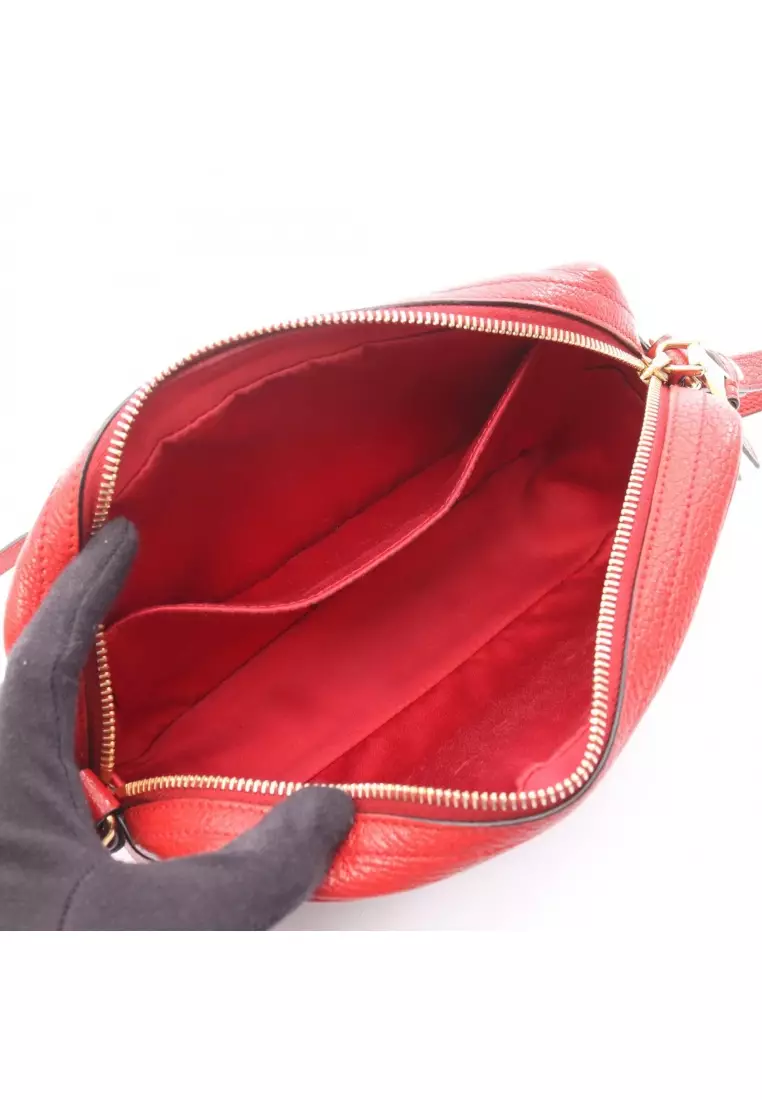 Pre-Loved MIU MIU miu miu × MM(Paris) Shoulder bag leather Red black ivory