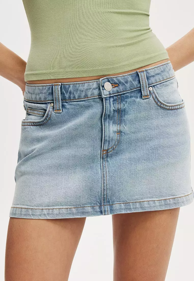 Micro Low Denim Skirt