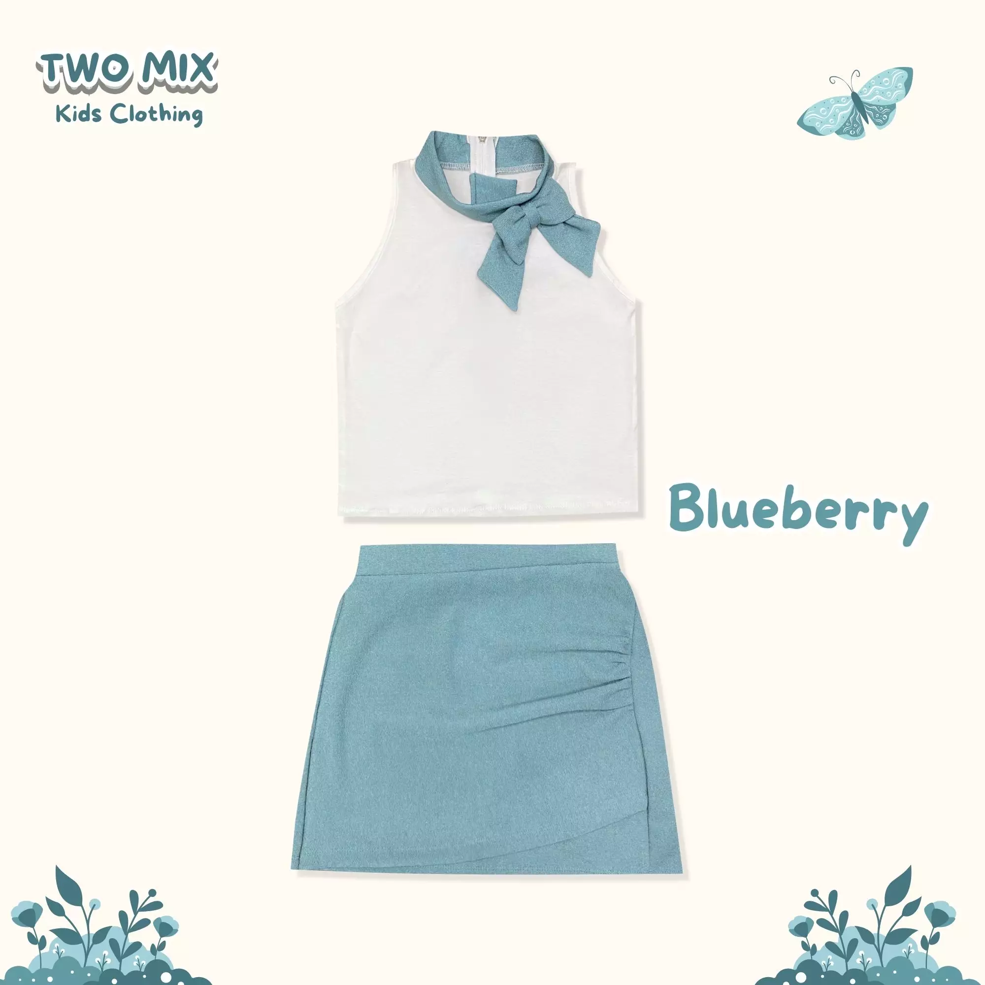 Two Mix Paula Set Setelan Anak Perempuan Santai Lebaran 2025 1-6 Tahun 4417 Blueberry