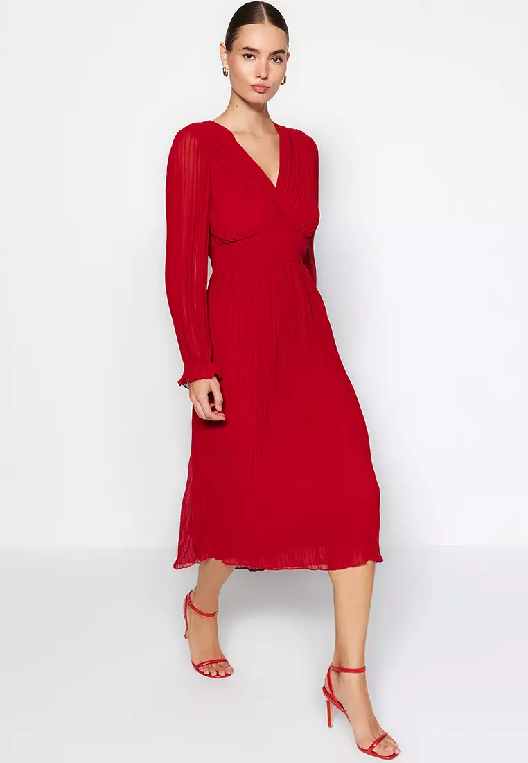 Pleated Midi Dress