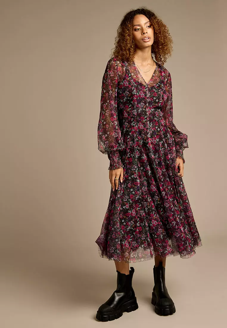 Buy GWD Barbara Frances Ditsy Floral Print Mesh Maxi Dress 2025