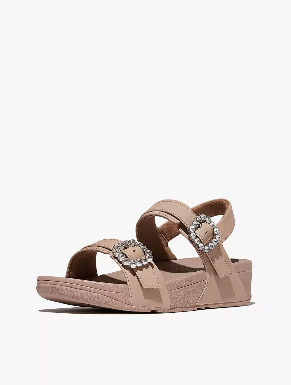 Fitflop Lulu Crystal-Buckle Leather Back-Strap Sandals - Classic Beige