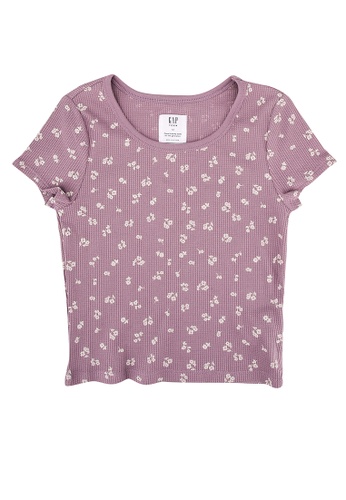 GAP purple Teen Waffle-Knit T-Shirt 80A01KAF8CCF2BGS_1