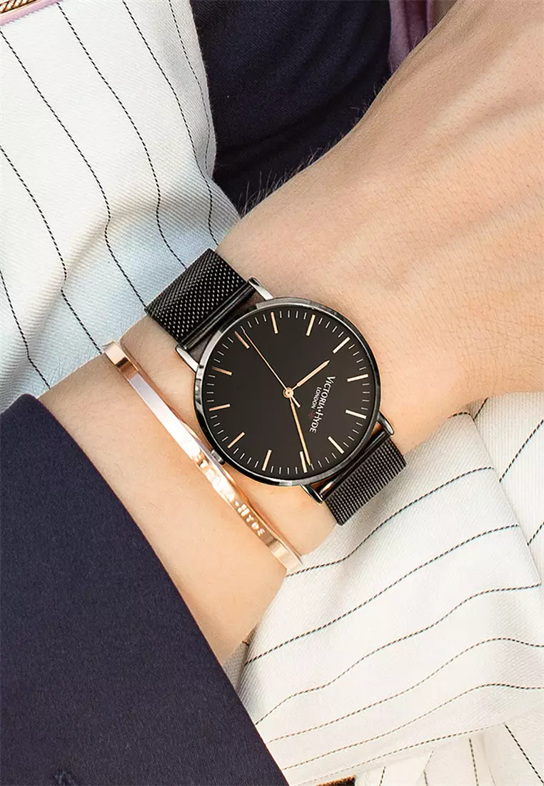 Men Watch 40mm Classic Model Black Stainless steel Mesh Strap Black Case Face-Black