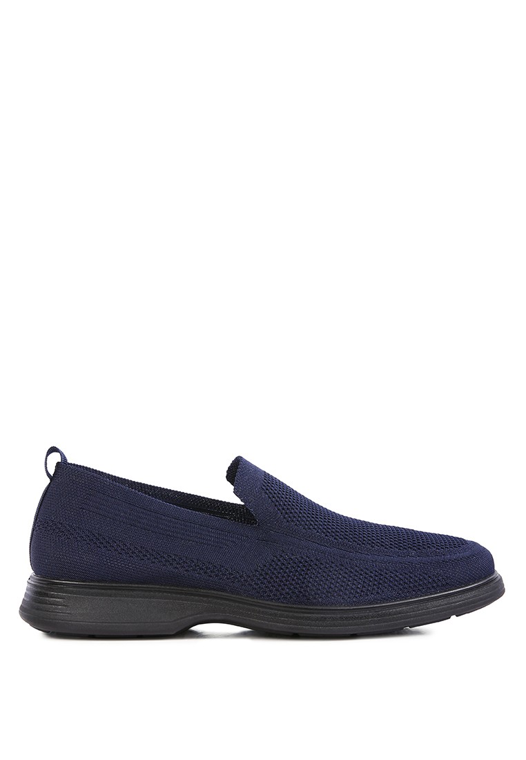 Blue Casual Knitted Walking Loafers
