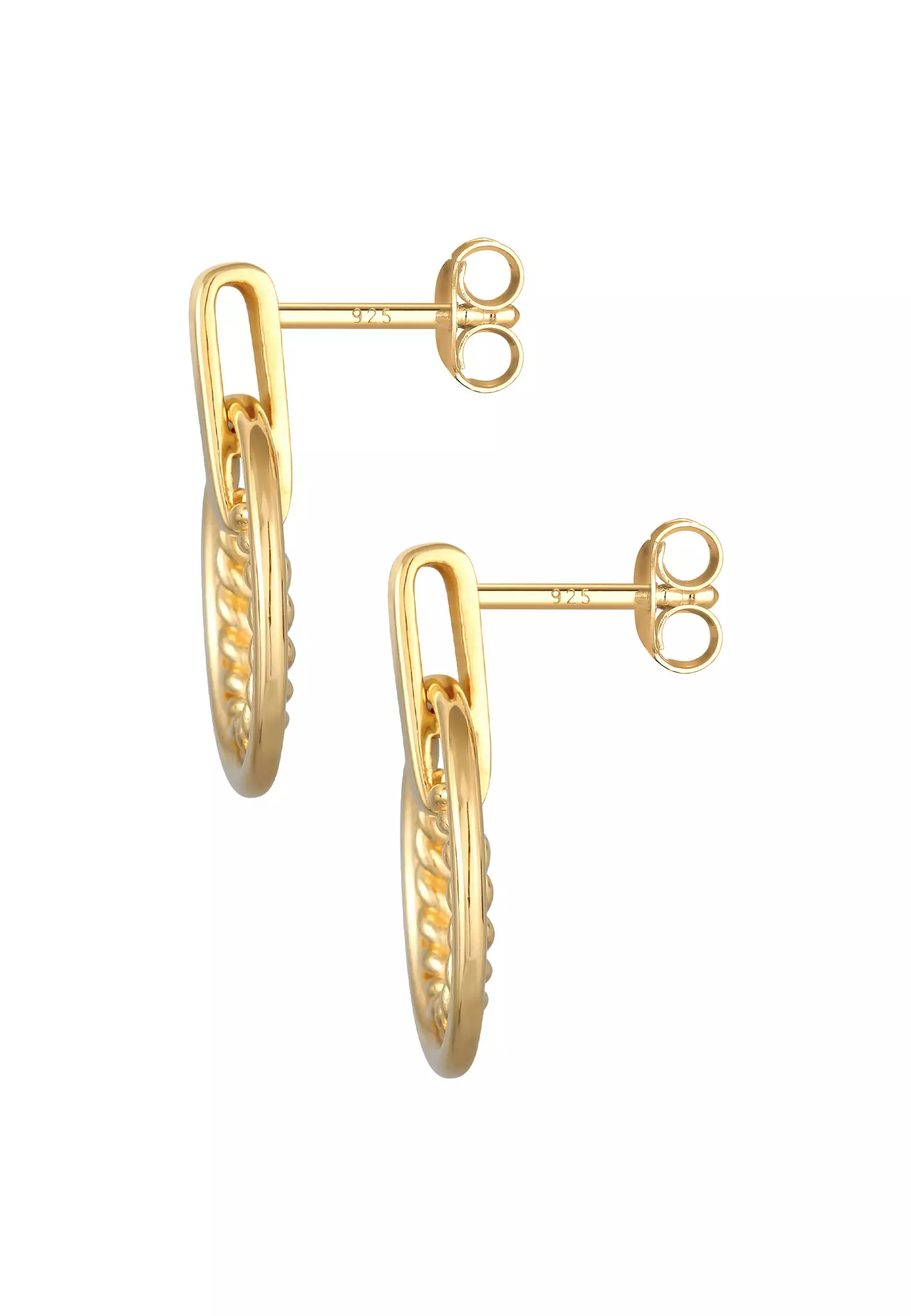 Stud Earrings Round Circle Twist Gold Plated 