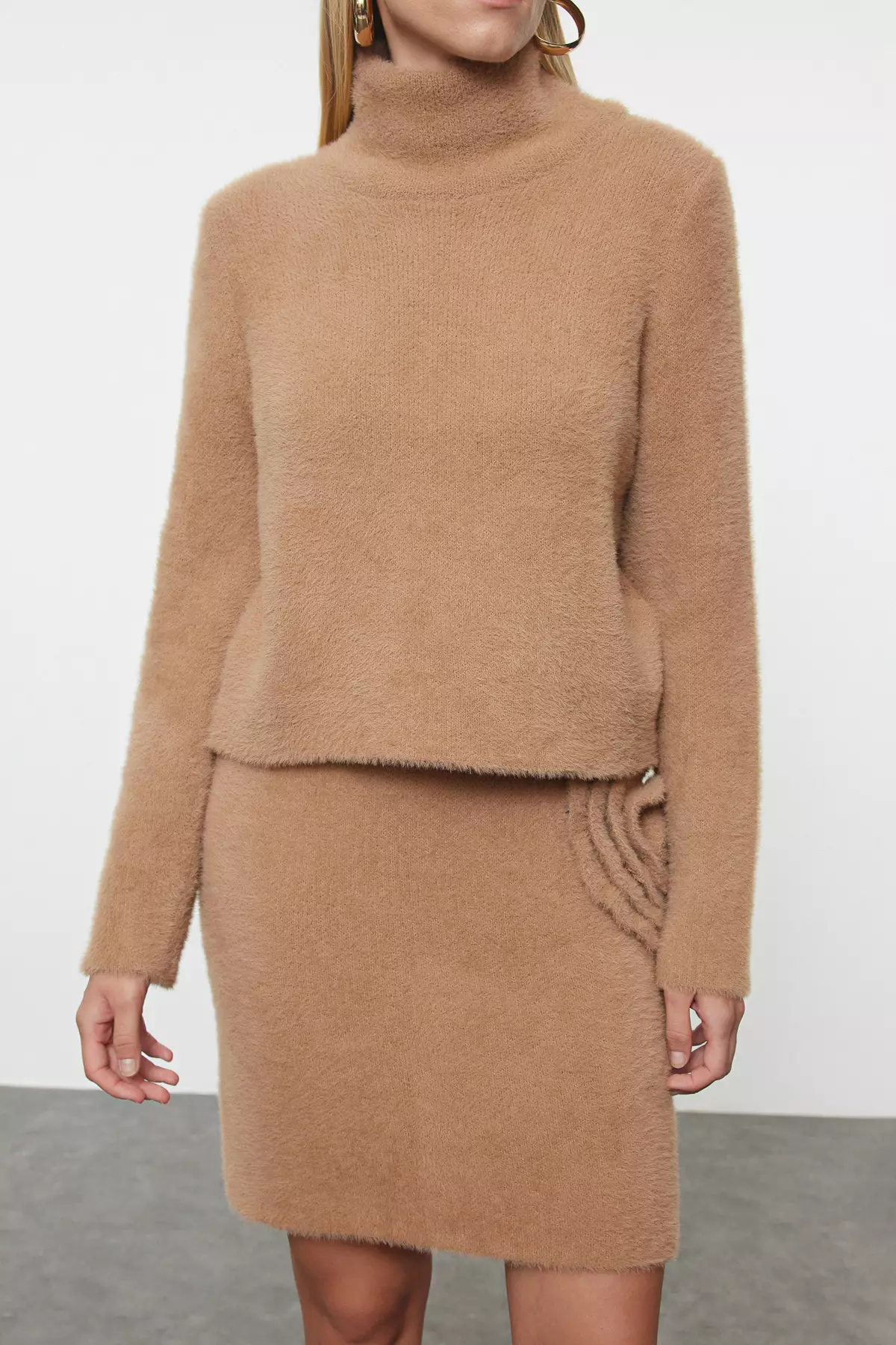 Soft Textured Camel Knitwear Set