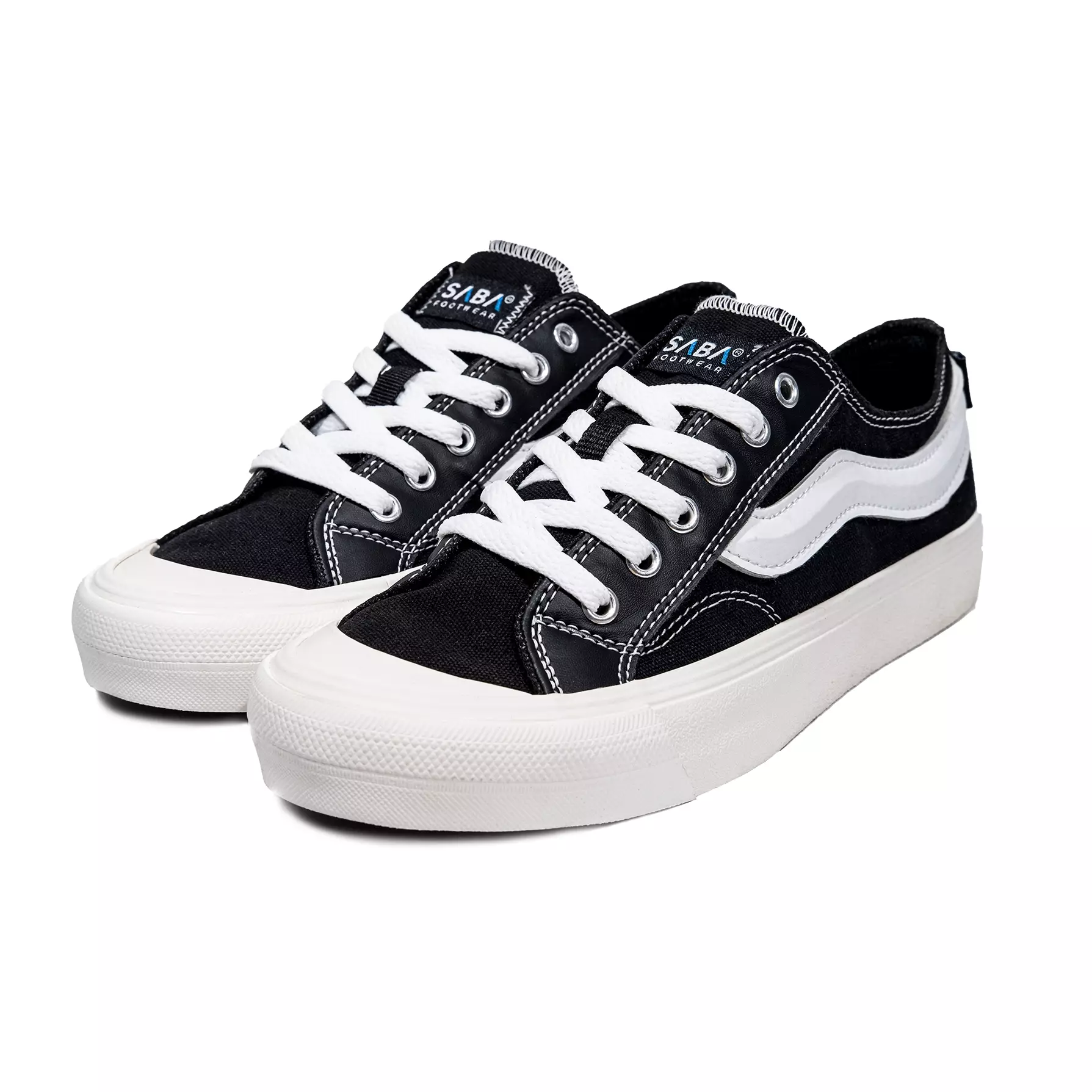SABA Veloz Fat Black White - Velcro Sepatu Sneakers Casual Pria Wanita Original 100% VLZ 01