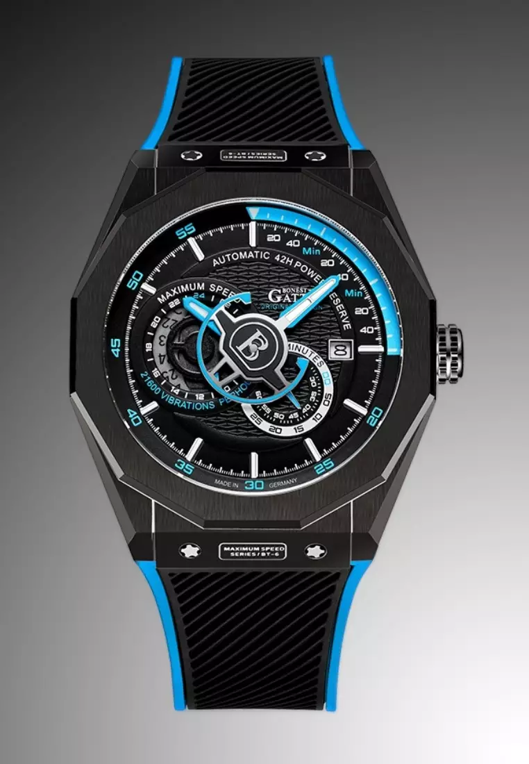Automatic Unisex Stainless Steel Watch, Rubber Strap