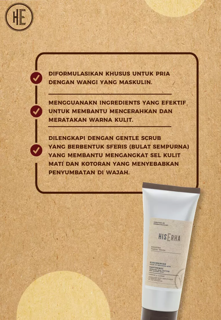 His Erha Booster Facial Wash With Niacinamide & Panthenol 100G - Sabun Muka Pencerah Pria