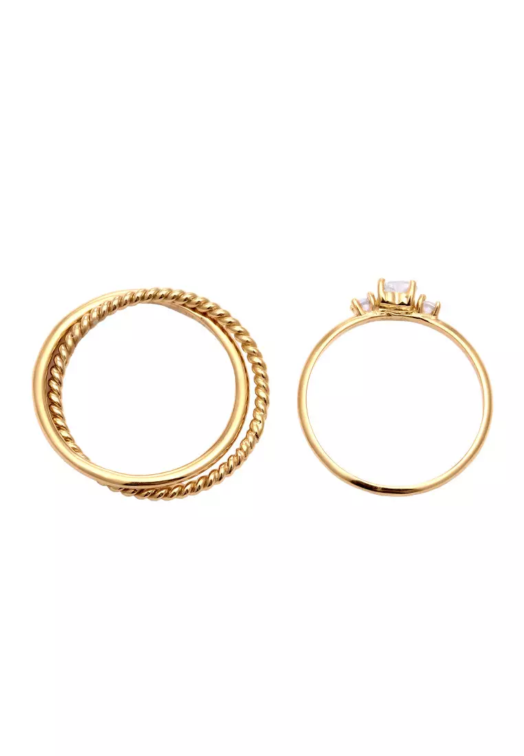 Cincin Perhiasan Perak 925 Wanita Heart Zirconia Gold Plated