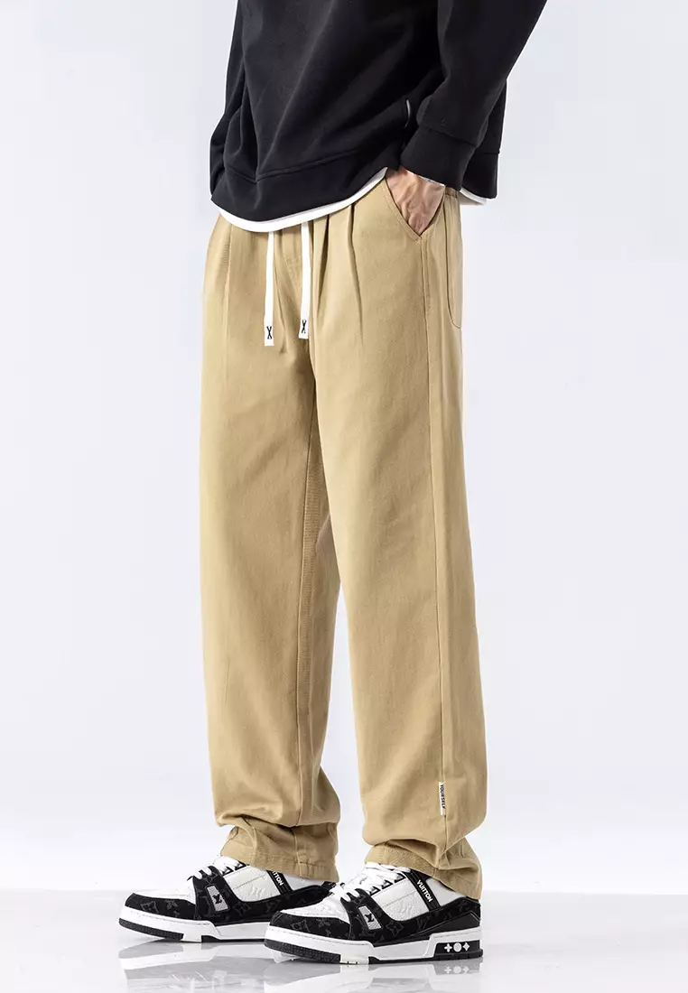 Buy OPCHIC Men s Casual Loose Drawstring Straight Pants 2024
