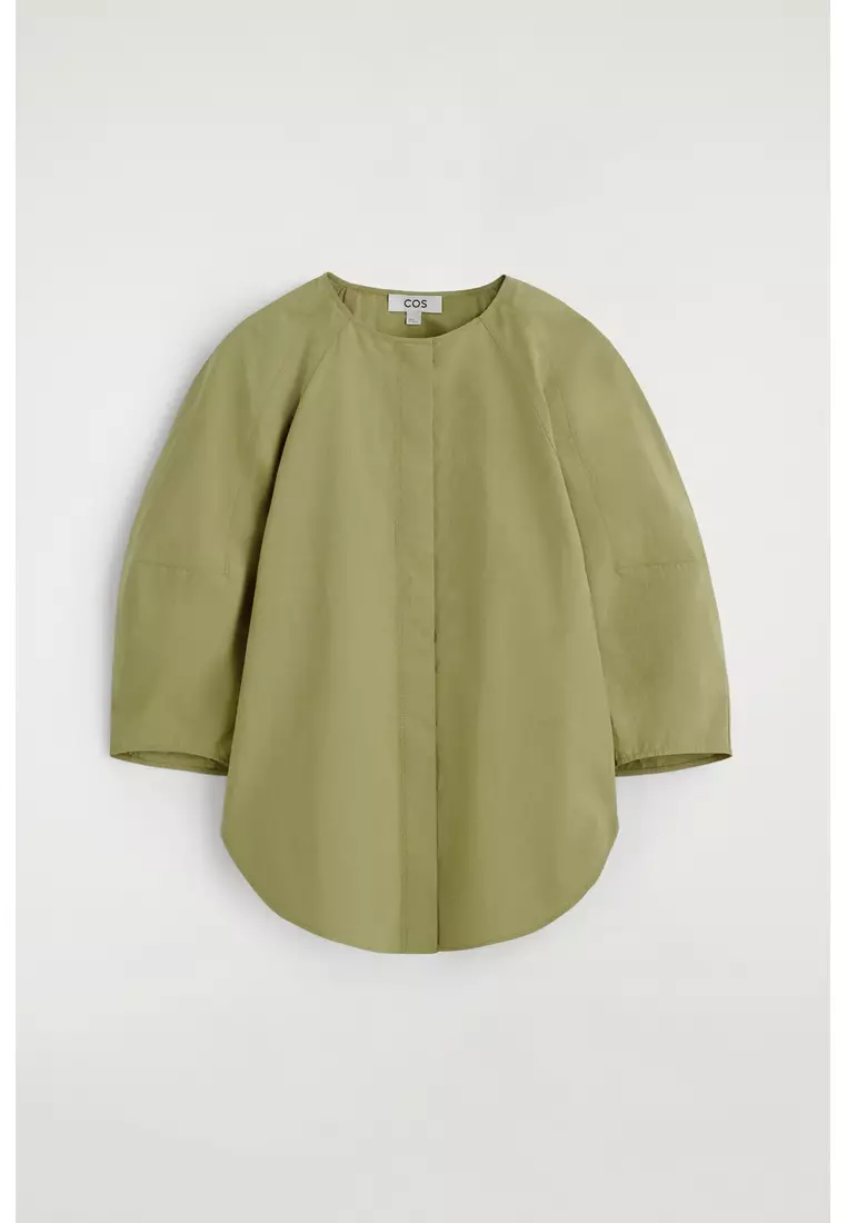 SCULPTURAL PIMA COTTON-POPLIN BLOUSE