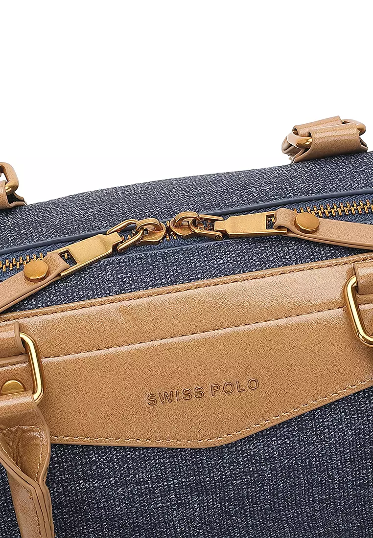 Women's Top Handle Bag / Sling Bag / Crossbody Bag / Shoulder Bag (Tas Tangan Wanita / Tas Selempang Wanita / Tas Bahu Wanita) - Biru / Cokelat