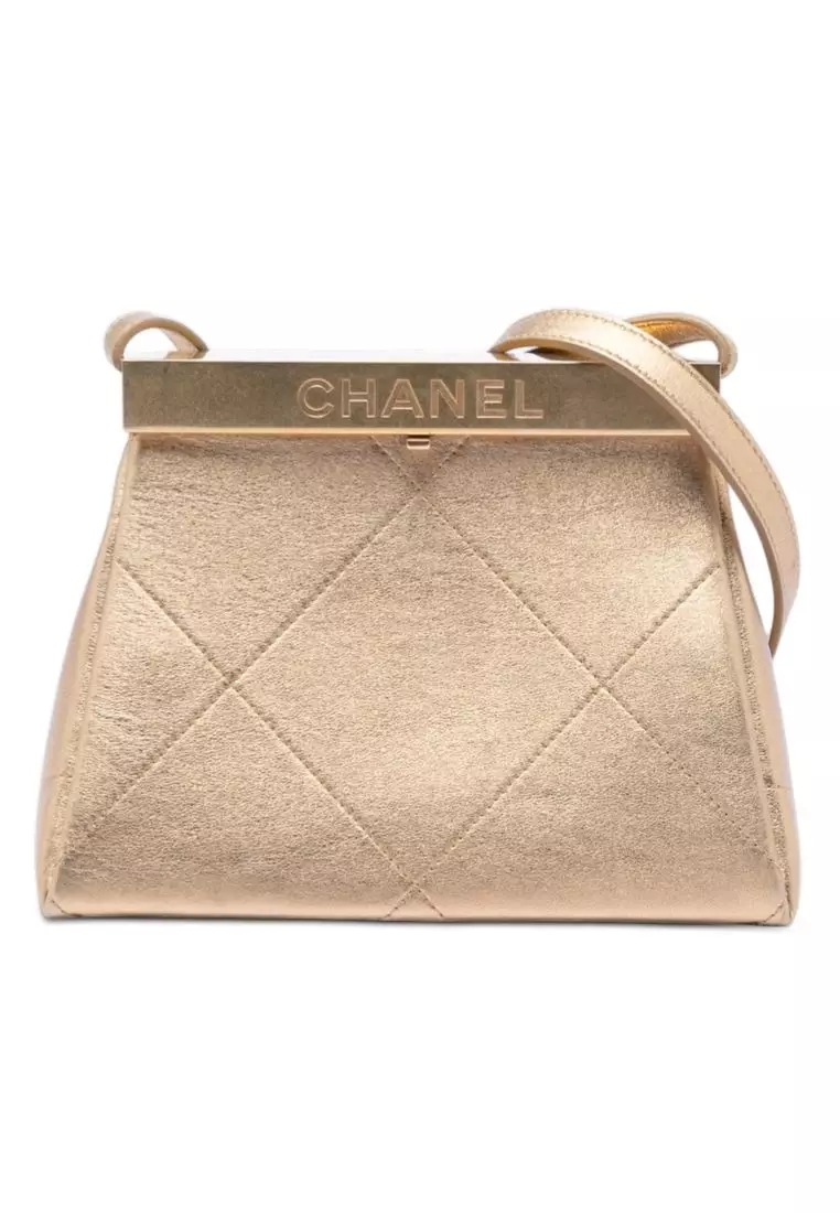 Pre-Loved Chanel Small Calfskin Kiss Lock Frame Bag