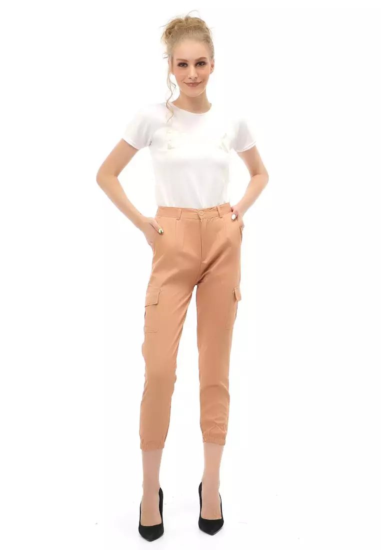 Jourel Jogger Pants Kasual Wanita Material Cotton ORIGINAL - Mocca