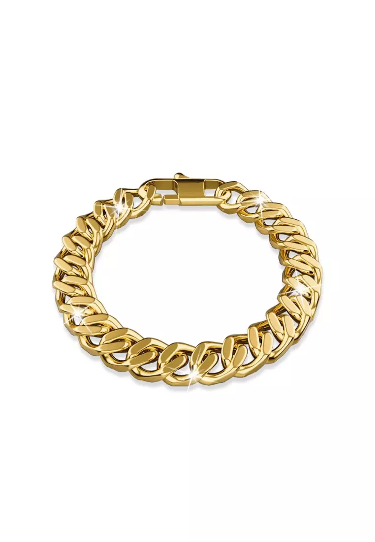 Muse Cuban Gold Layered Stainless Steel Chain Bracelet 20.5m