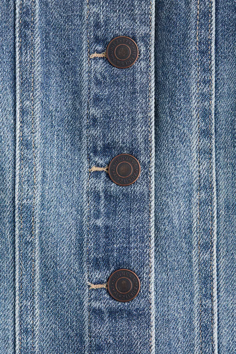 Button-front denim top