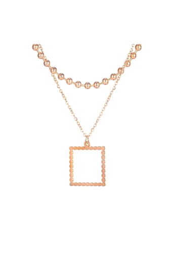 Air Jewellery gold Luxurious Square Necklace In Rose Gold 88107ACB8C1AE5GS_1