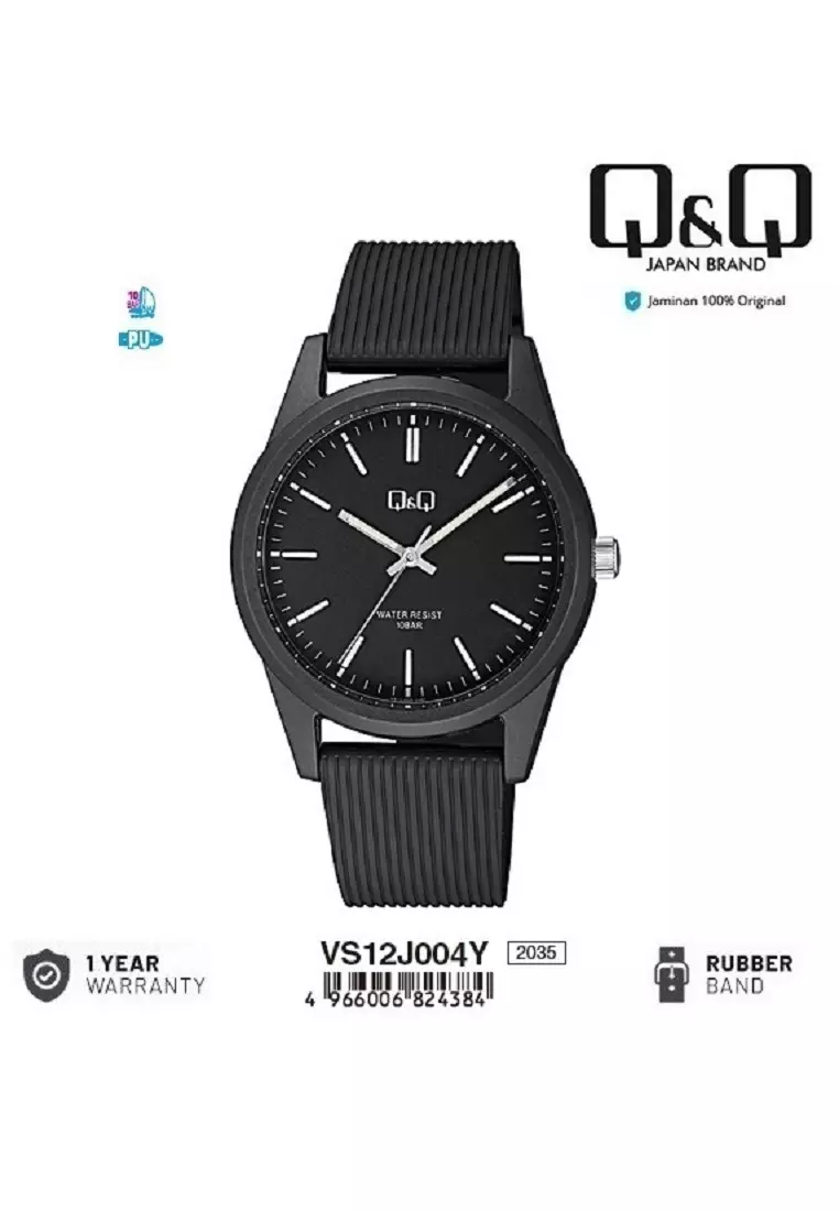 Q&Q QNQ QQ Original Watch Jam Tangan Analog Pria /  Wanita Tali Karet VS12 VS12J Water Resist VS12J004Y
