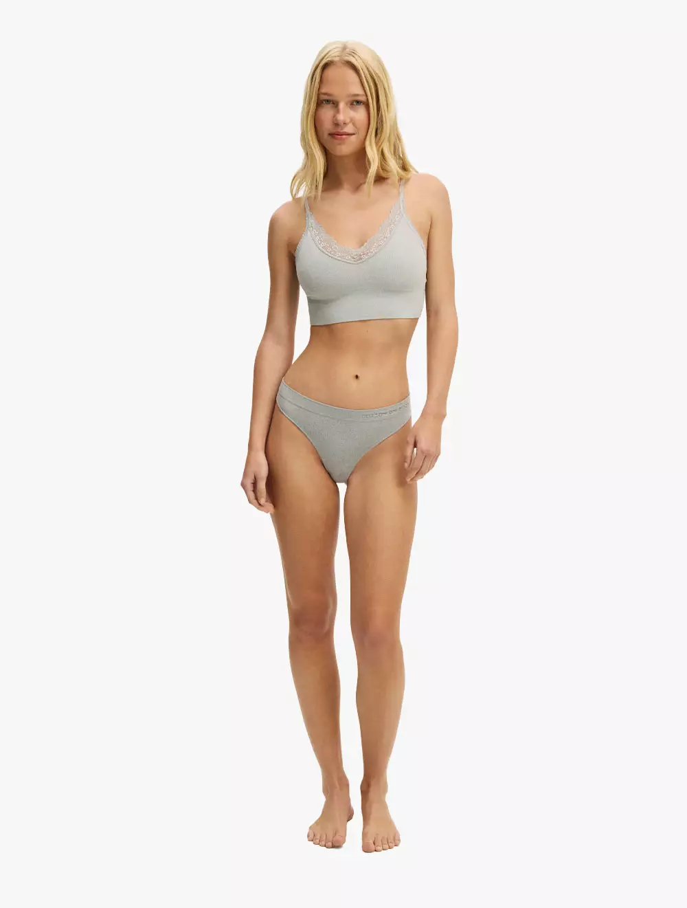 COTTON ON BODY - UNDERWEAR & PAKAIAN TIDUR - SEAMLESS LONGLINE LACE TRIM BRALETTE