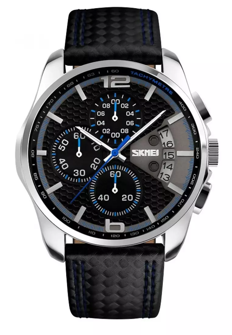 Jam Tangan Kasual Analog Pria Waterproof Strap Tali Material Leather QQ11 ORIGINAL