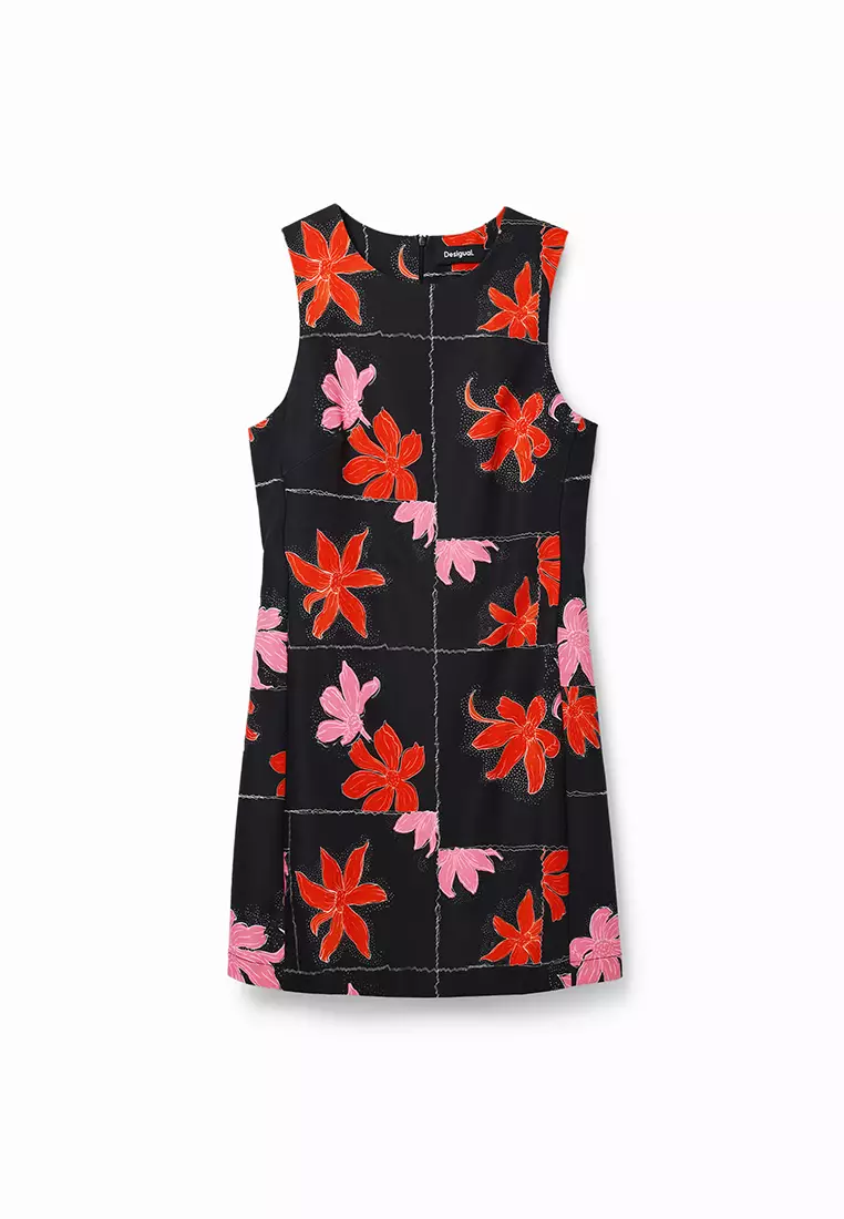 Desigual Woman Floral mini pinafore dress.