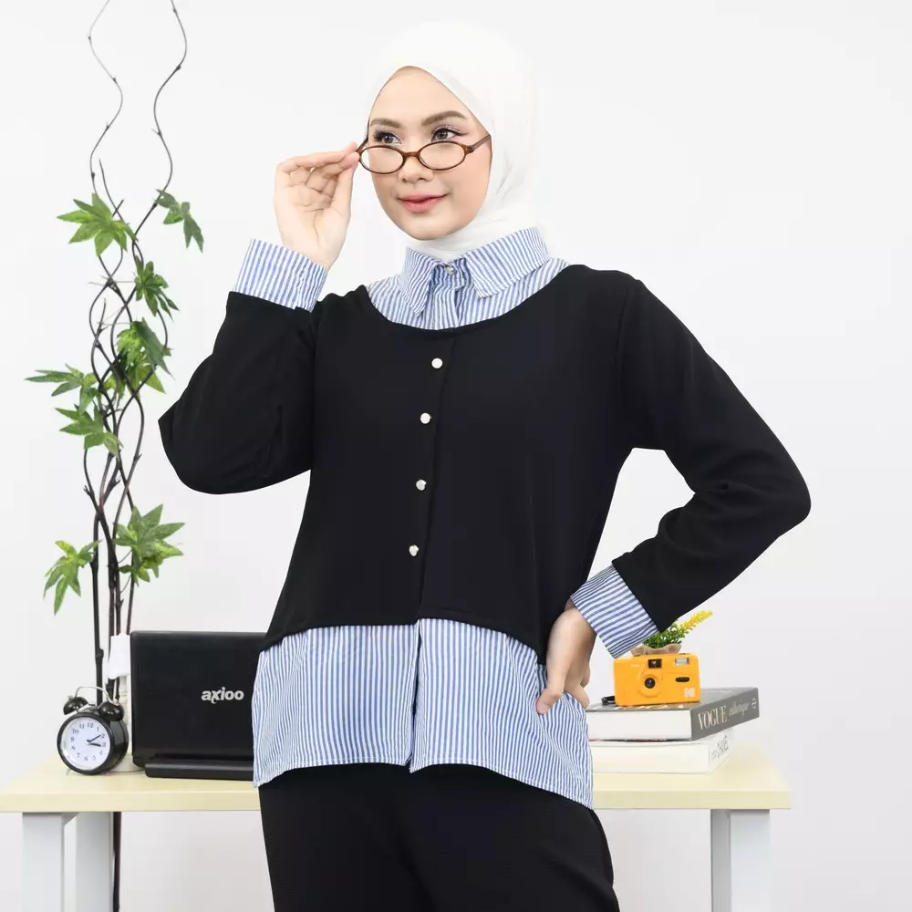 Ity Kemeja Layer Cardi - Black M19621 R16S2