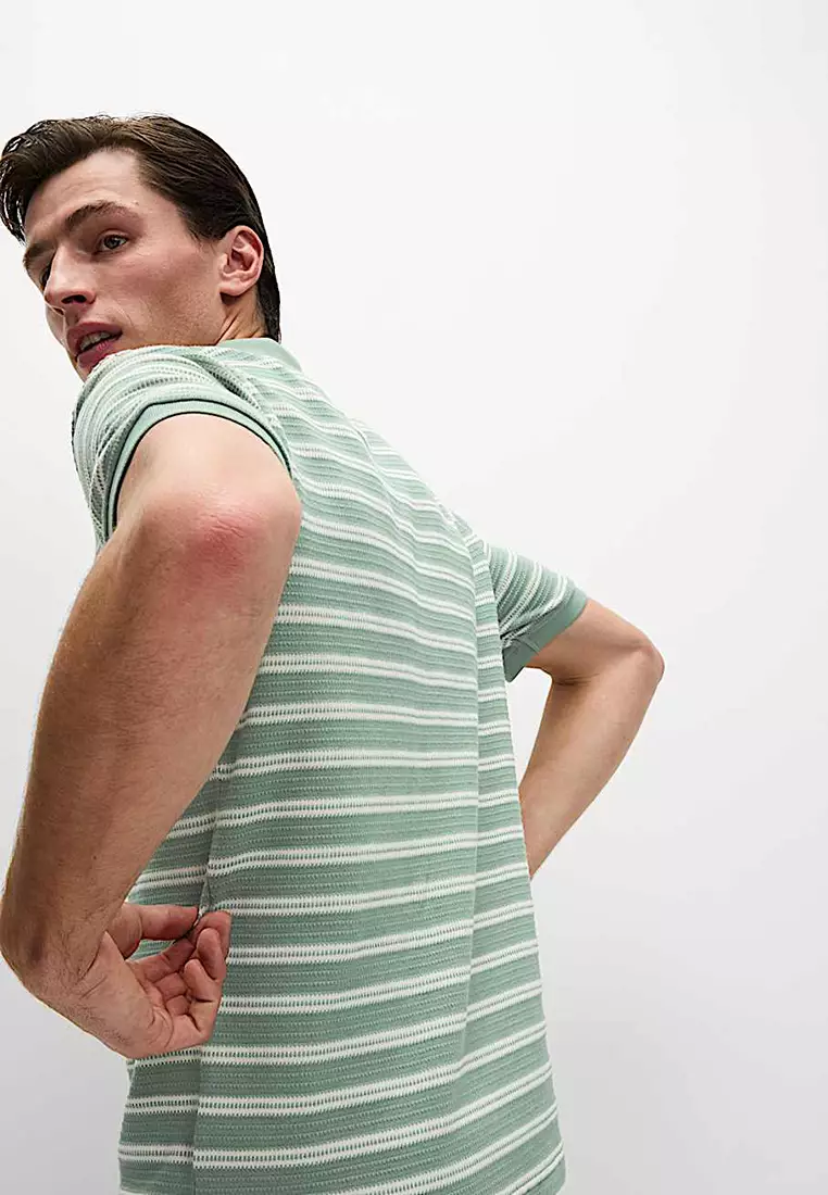 Cotton Rich Striped Polo Shirt