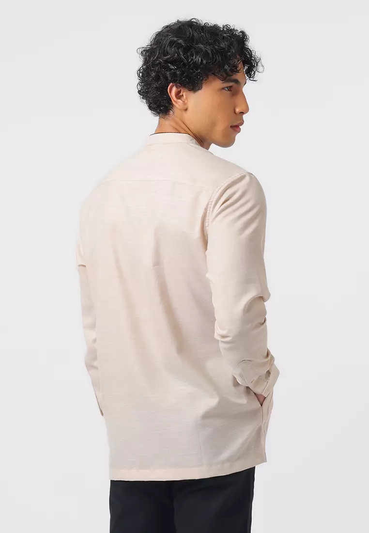 Kemeja Koko Pria Lengan Panjang KAREEM BEIGE Baju Muslim Pria