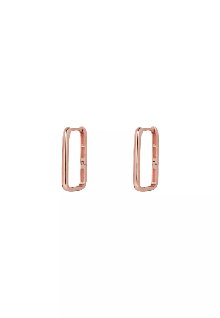 Rose gold deals rectangle earrings