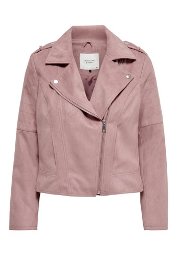 Buy Jacqueline De Yong Peach Faux Suede Biker Jacket 21 Online Zalora Singapore