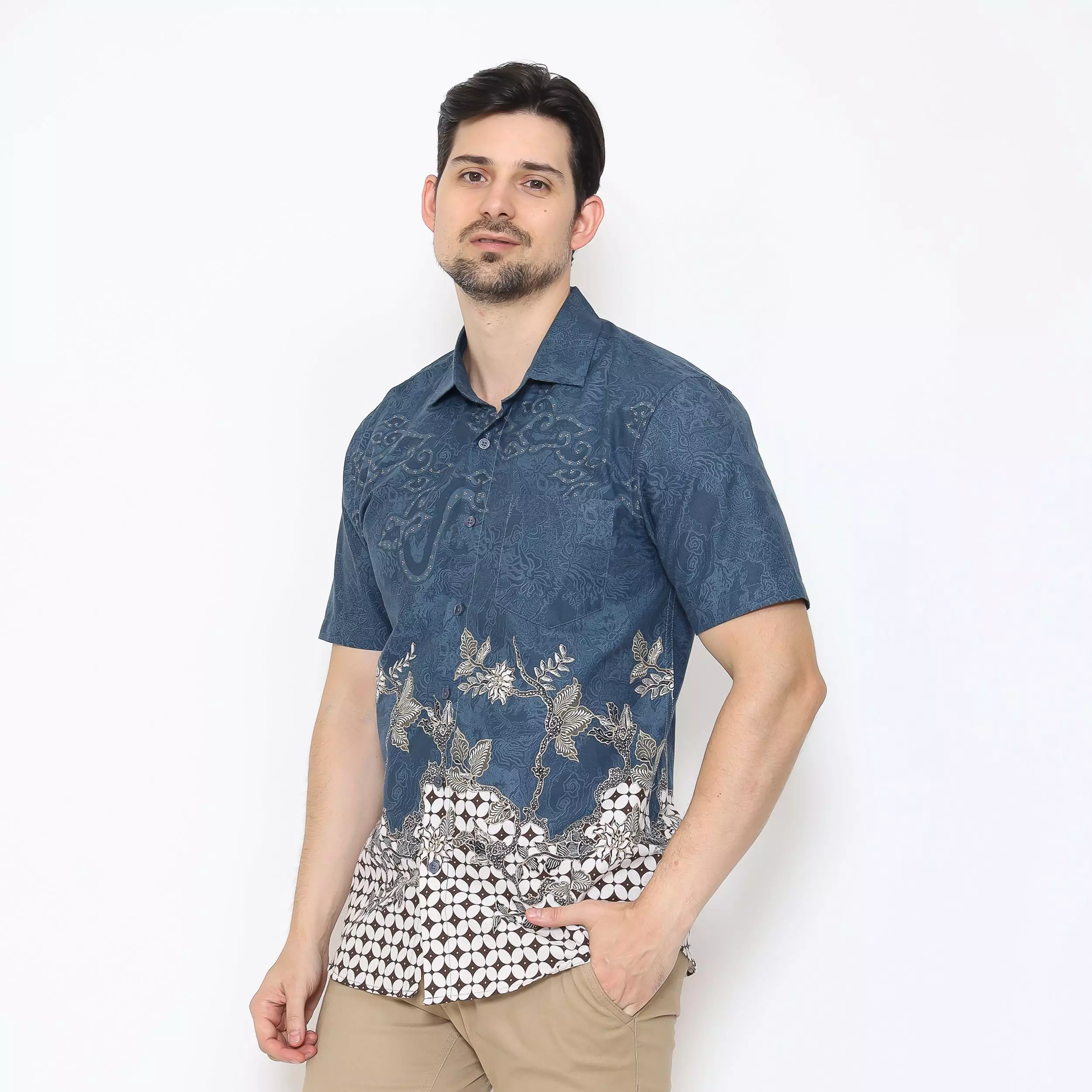 AMK Kemeja Batik Pria Lengan Pendek SHB Jelani Ss Blue