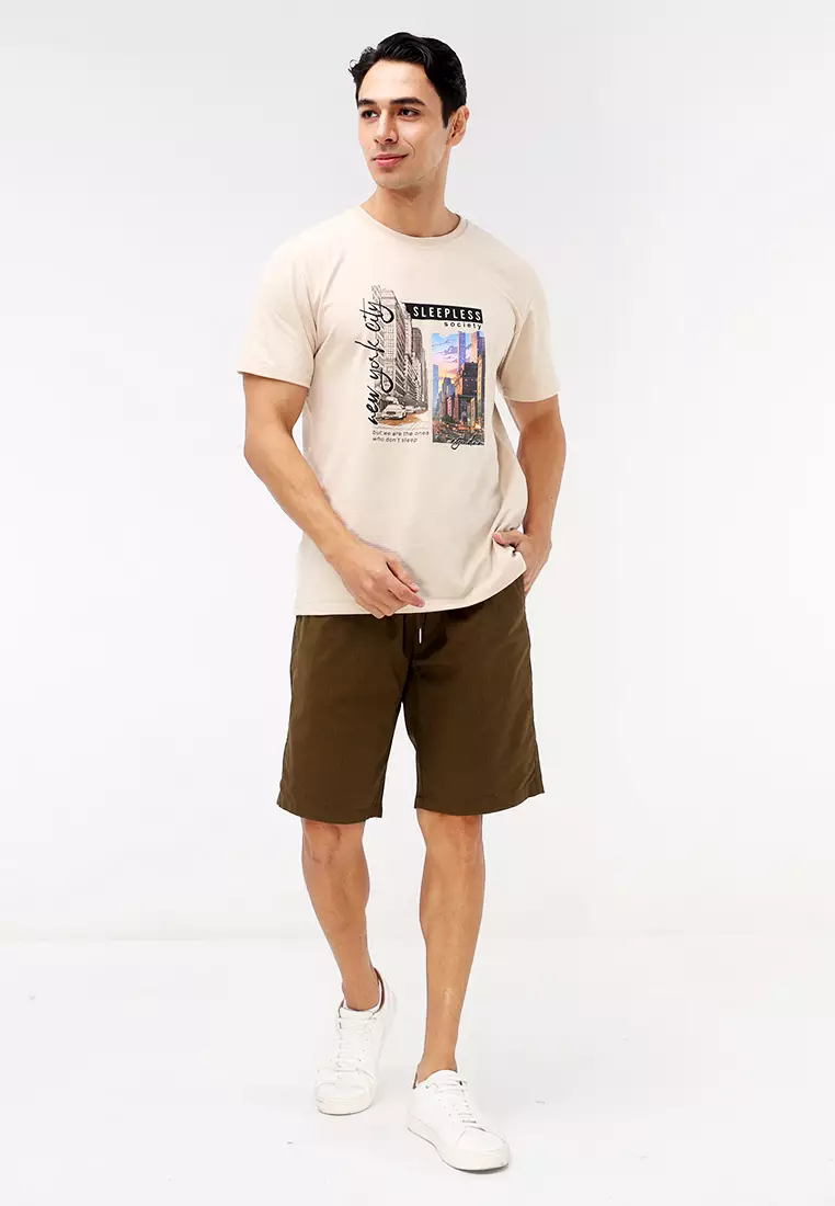 Round Neck Crazyline Short Sleeves T-Shirt