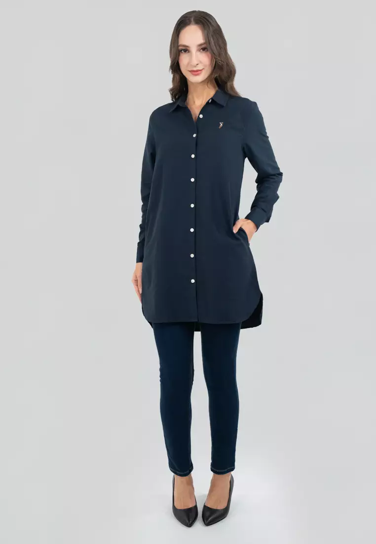 Polo Haus - Women’s Oxford Long Sleeve Shirt Dress WBSD008C