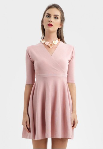 Fit n Flare Knit Dress in Pink