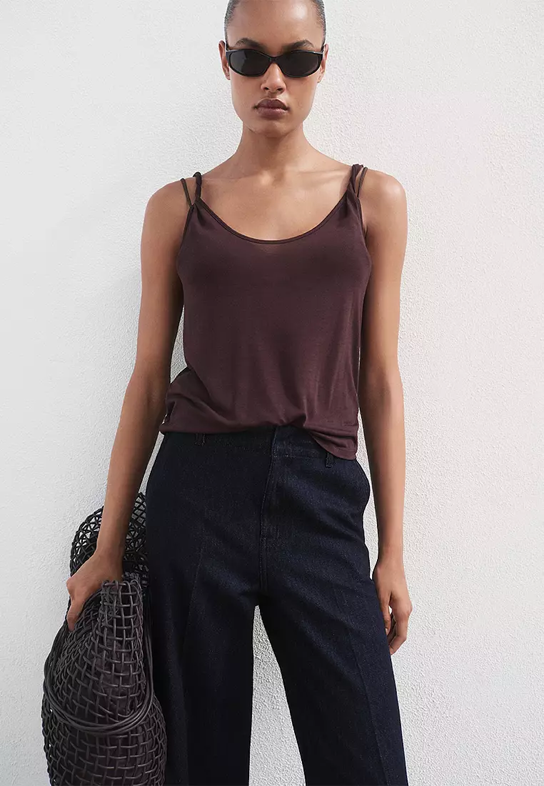 High-Waisted Wide Leg Denim Trousers