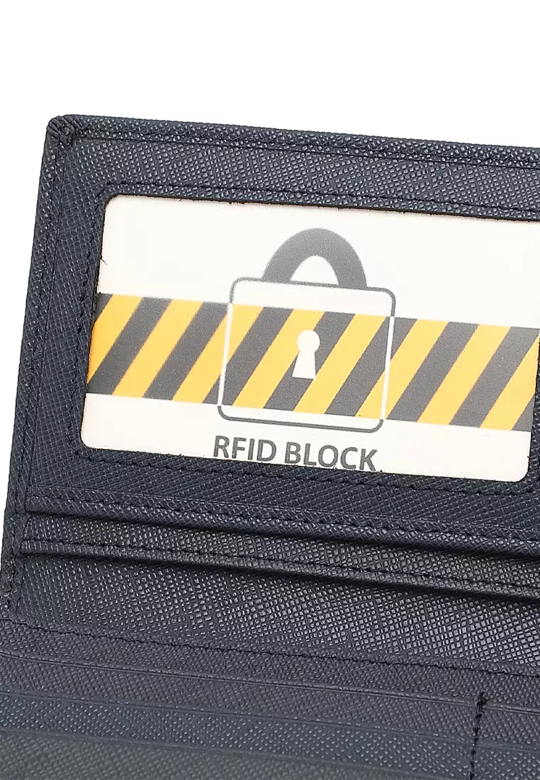 Gift Set - Genuine Leather RFID Wallet + 40mm Automatic Belt - Blue / Black