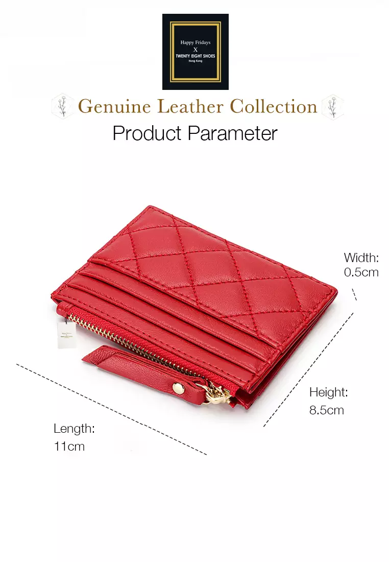 Quilted Sheepskin Card Holder Zip Purse JW YT-09