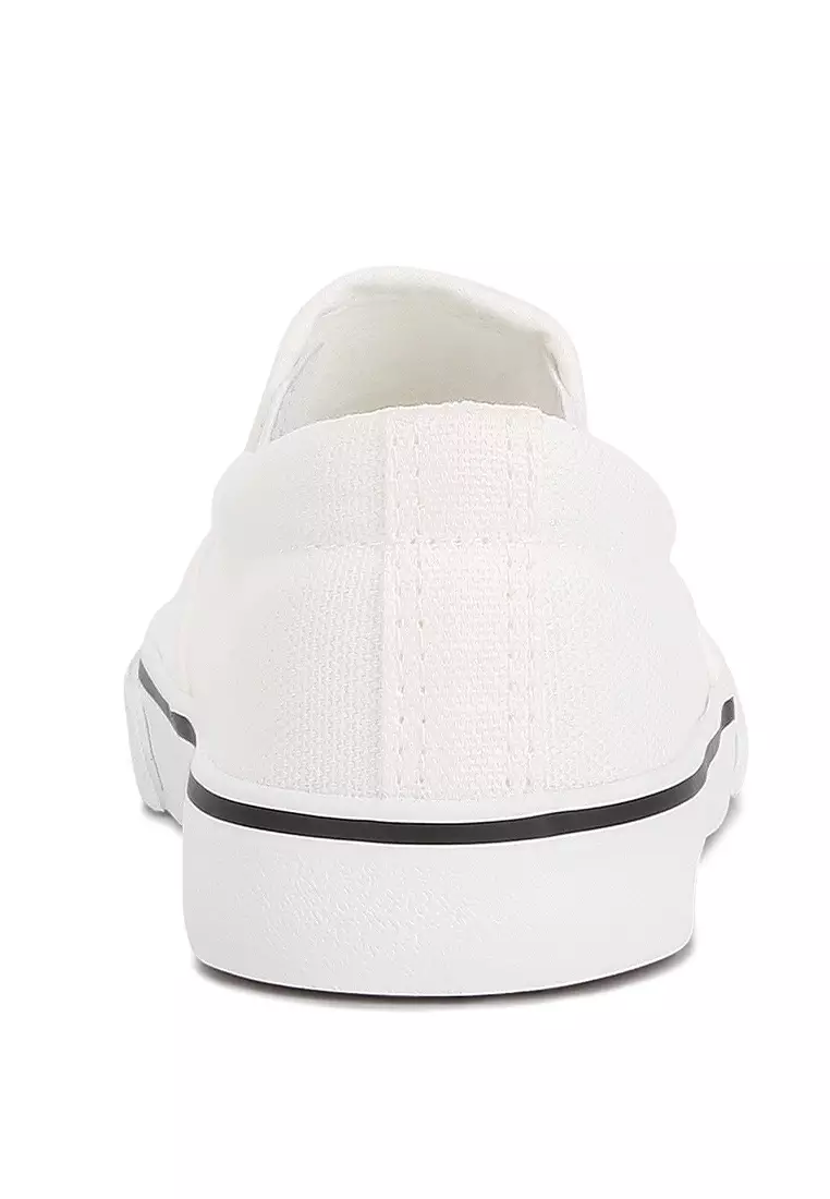Buy London Rag White Canvas Slip On Sneakers For Kids 2024 Online