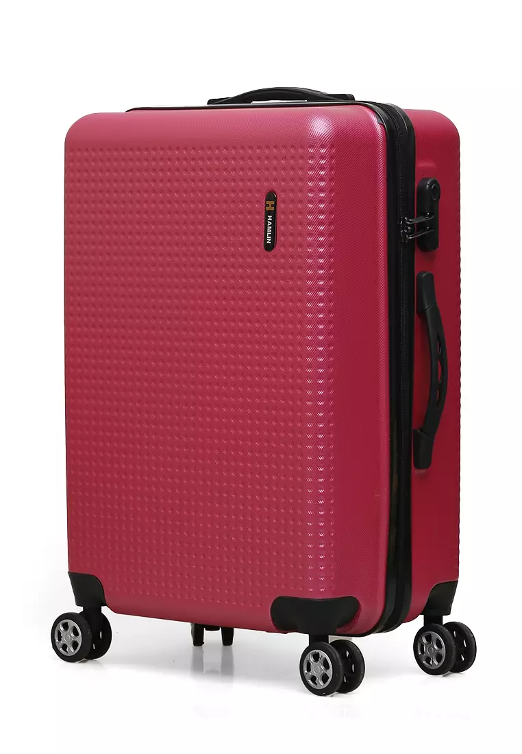 Isvara Tas Koper Hardcase One Set Unisex Large Compartment Suitcase Code Lock System Material ABS+PVC Coated ORIGINAL - Red Pink