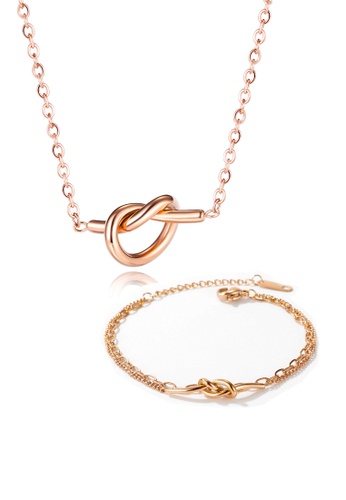 Celovis Celovis Eternity True Love Knot Necklace Bracelet Jewellery Set In Rose Gold Zalora Philippines
