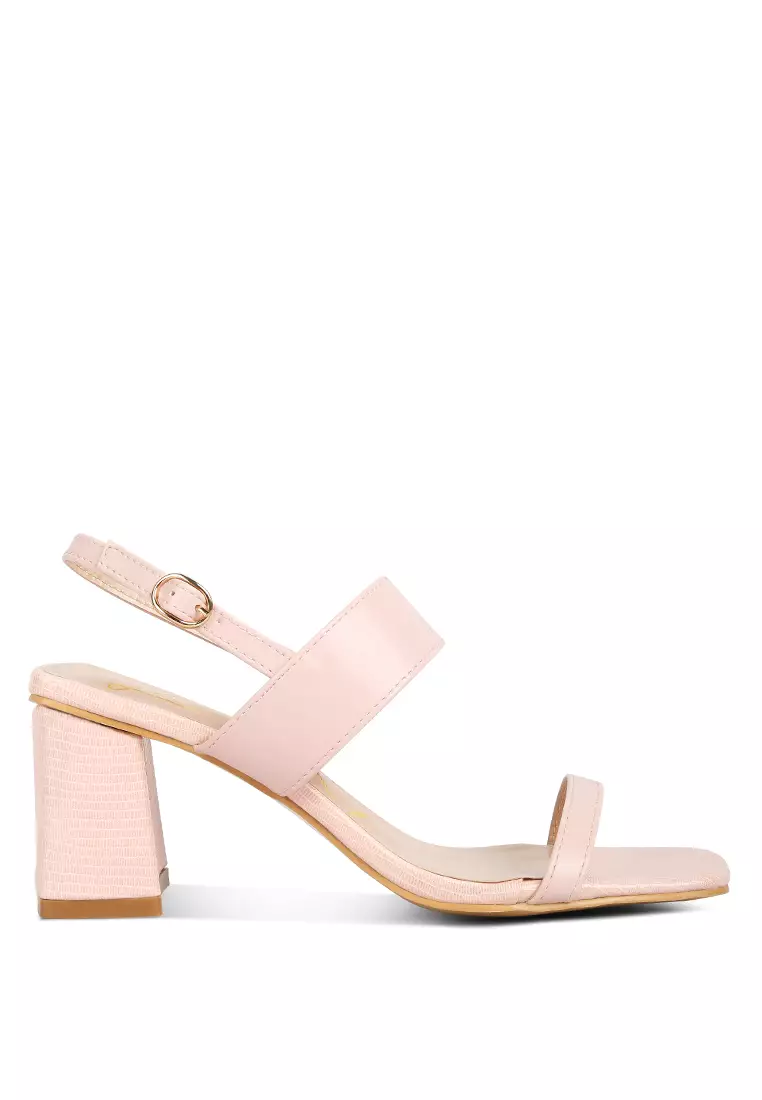 Buy London Rag Pink Elasticated Gussets Block Heel Sandals Online