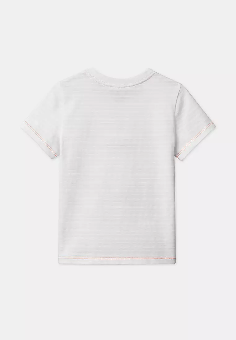 WHITE JERSEY SHARK PATTERN T-SHIRT