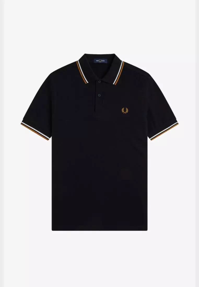Fred Perry M3600 Twin Tipped Fred Perry Shirt (Black / Ecru / Dark Caramel)