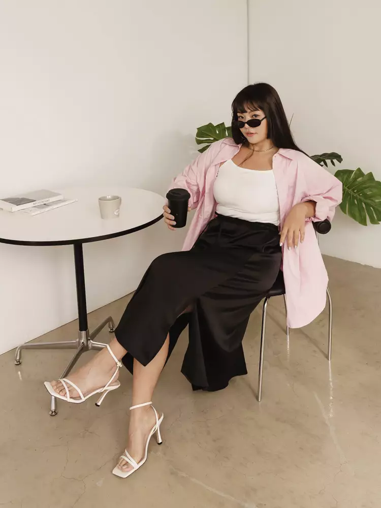 Textured Tie Waist Slit Maxi Skirt [CA2960]