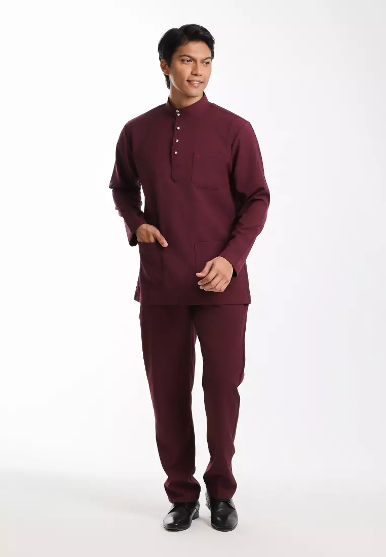 Alain Delon Baju Melayu Cekak Musang Dewasa - 19026002-78Bergundy