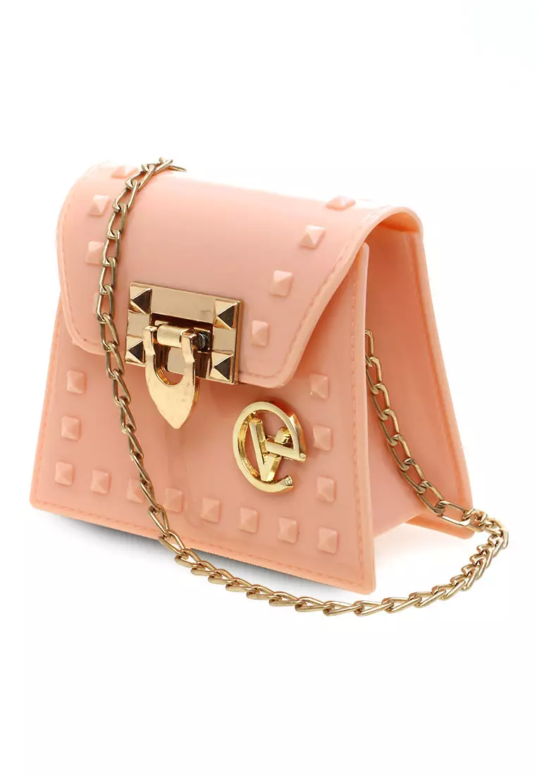 Frith Tas Jelly Slempang Wanita Tali Rantai Design Stylish - Light Pink
