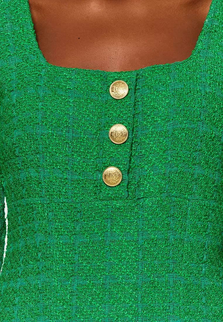 Super Mini Woven Tweed Dress